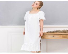 Whole Long White Nightgown Summer Nightgowns For Women Ladies Nightgown Cotton Short Sleeve Nightie Night Dress Chemise De Nu3887574