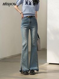 Women's Jeans MISHOW Women's Vintage Split 2024 Spring Summer High Waist Slim Denim Blue Casual Female Clothing Flare Pants MXC15K0021