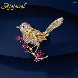 Brooches Ajojewel Elegant Chinese Style Woman Brooch Pin Crystal Magpie Standing Plum Branch Bird Jewellery Cute Gifts
