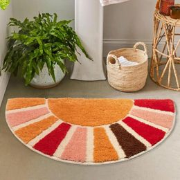Carpets Bathroom Rug Non-slip Sun Flower Design Washable Floor Door Mat Bohemian Style Funny Half Circle Boho Carpet