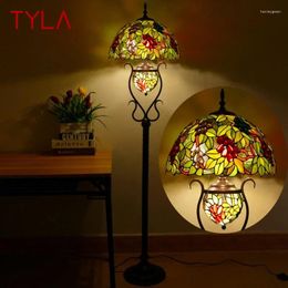 Floor Lamps TYLA Tiffany Lamp American Retro Living Room Bedroom Country Stained Glass