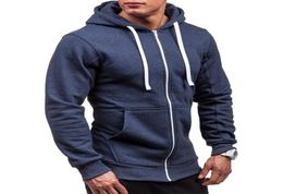 Men039s Hoodies Sweatshirts 2021 Brand Coat Crewneck Solid Zip Up Hoodie Male Tracksuit Fashion Jacket Men Clothing Outerwea1588461