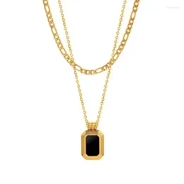 Chains OUDIANYA Jewellery XL65 French Acrylic Double Layered Necklace Collarbone Chain Stainless Steel 18k Gold Plated