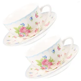 Mugs Coffee Cup Set Tea Cups Vintage Gifts Decorative Teacup Saucer Creative Water Porcelain Bone China Festival Mug