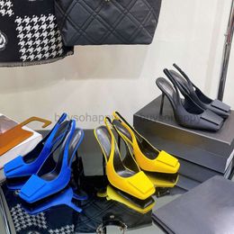 Scarpe da donna scarpe da donna sandali con tacco alto scarpe da ufficio brevetti di seta giallo nero blu di moda di lusso feste di matrimonio San Valentino