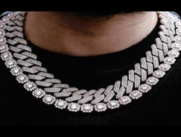 Pendant Necklaces Hip Hop Men Women Full Rhinestones Paved Cuban Link Chain Necklace Iced Out Bling Square Cluster Tennis JewelryP6719473