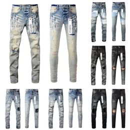 purples jeans designer men high quality pants Vintage luxury punk denim dot pattern mens Hole retro brand s