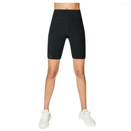 Active Shorts Women's Mesh Pure Black Stitching Boxer High Waist Stretch See-through Yoga Pants Home Wear Tight Leggings