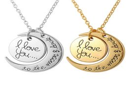 Fashion Necklace Moon Necklace I Love You To The Moon And Back For Mom Sister Family Pendant Link Chain8803466