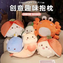 Stuffed Plush Animals Creative Cartoon Persimmon Bunny Pig Plush Funny Pillow Soft Stuffed Fruit Avocado Doll Cushion for Kids Girls Gifts Home Decor