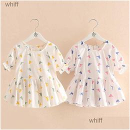 Kids Shirts 2024 Summer 2 3 4 6 8 10 Years Thin Sweet Cute Cartoon Animal Print Cotton Baby Girls Short Lantern Sleeve Blouse Drop D Dhah9