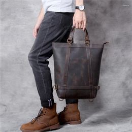 Backpack Retro Top Quality Men Women Travel Natural Real Leather Multifunctional Bagpack Work Laptop Bookbag
