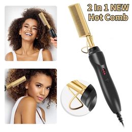 2 in 1 Comb Hair Straightener Flat Irons Straightening Brush Heating Comb Hair Straight Styler Hair Curler peigne chauffant 240425