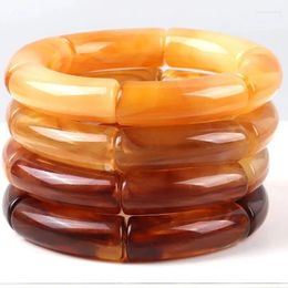 Bangle 4PCS Set Swirl Resin Bamboo Elastic Bracelet Trendy Designer Acrylic Bangles Rectangle Bar Beaded Handmake