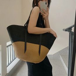 Large Capacity Beach Shopping Bags Luxury Designer Rattan Woven Shoulder Bag Women Handmade Straw Handbags Summer Travel 240520