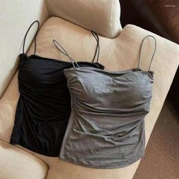 Women's Tanks Tank Tops Women With Built In Bra Spaghetti Strap For Woman Solid Color Casual Summer Camis Female Korean Style Dropship