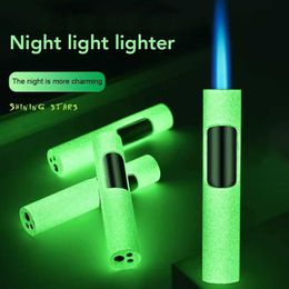 Lighters Portable luminous flashlight gas jet windproof cigar lighter filled with butane pen spray gun metal lighter mens gift new S24513