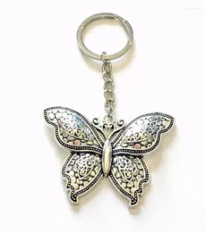 Keychains Girly Keychain Hollow Butterfly Crystal Key Ring Enamel Chains Souvenir Gifts For Women Men DIY Handmade Jewelry