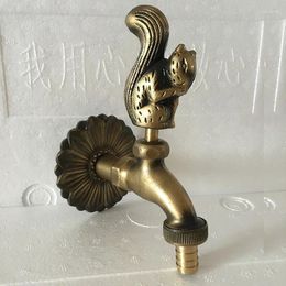 Bathroom Sink Faucets Vidric Outdoor Garden Faucet Animal Shape Bibcock Antique Brass Squirrel Tap For Washing Mop/Garden Watering