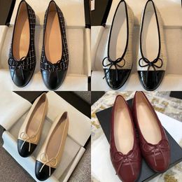 Designer Black Ballet Flats Paris Brand Dress shoes sheepskin shoe Women Spring Quilted Genuine Leather Slip on Ballerina Luxury Round Toe Ladies