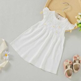 Girl's Dresses Baby Dress Summer Sleeveless Newborn Girl Solid Dress Fashionable and Cute Baby and Toddler Clothing 0-18M White Leather Hot Selling d240529