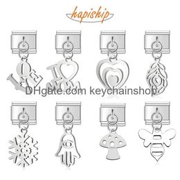 Charms Hapiship 2024 New Women Love Heart Key Bees Snow Italian Links Fit 9Mm Stainless Steel Bracelet Diy Making Jewellery Dj103 Drop D Otqjk