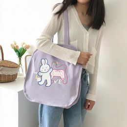 Bag Japanese Tote Shopping For Lady 2024 Literary Cartoon Canvas Shoulder Women Students Cotton Cloth Eco Shopper