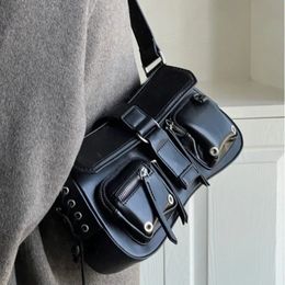 Y2K Korean Women Harajuku Vintage Gothic Black Hand Bag Aesthetic Elegant Punk Wallet Purse Handbags Shoulder Trend Tote Bags 240508