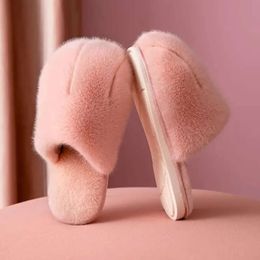 Sandalen Flusen Frauen Chaussures weiß grau rosa Frauen weiche Gleitscheiben Halten Sie warme Hausschuhe Schuh b3d s s