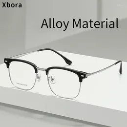 Sunglasses Frames Xbora Business Alloy Glasses Frame Light And Comfortable Eyebrow Line Half Optical Prescription Men's Eyeglasses 71001K