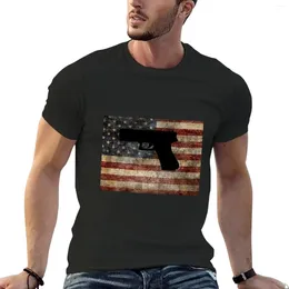 Men's Polos Gun Silhouette With American Flag T-Shirt Blanks Cute Tops T Shirts For Men Graphic