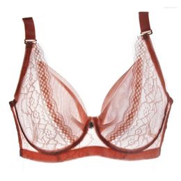 Bras Ultra-thin Cup Large Size Lace Mesh Breathable Push Up Bra Sexy Women Underwear Brassiere Gather No Paded Lingerie Bralette