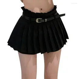 Skirts Womens Sexy Mini Skirt Cute Girl Y2k Short Cargo A-line Pleated With Belt