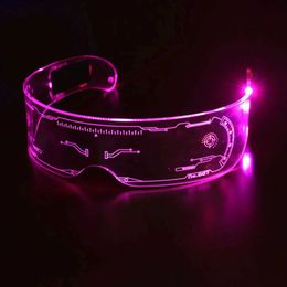 LED Toys Cool glowing LED glasses glowing clothing neon lights sparkling sunglasses punk glasses network future roleplaying party lights ne