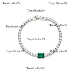 Sterling Sier Emerald Green tennis bangle bracelet for women wedding Fine Jewelry bracelets christmas Original edition