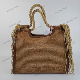 Raw Sienna Natural Cotton Tote Bag New 2024 Raffias Totes Designer Beach Bag Tropicalia Straw Weave Shopping Bags travel Shoulder Handbag Crossbody Purse Baskets