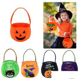 Gift Wrap 1Pc Halloween Loot Party Kids Pumpkin T Or Treat Tote Bags Candy Bag Storage Bucket Portable Basket T220812 Drop Delivery Dh75S