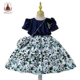 Girl's Dresses Yoleyolei 2PCS set pleated girl dress summer princess mesh layer dress birthday dress childrens clothing casual wear d240520