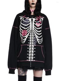 Women's Jackets Women Hoodie Long Sleeve Skeleton/Skull Sweatshirt Cool Street Casual Jacket Outwear