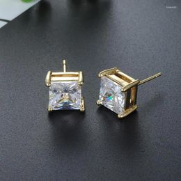 Stud Earrings Tassina Arrival Gold Colors 6mm Width 4 Claw Crystal Square Round Man Jewelry For Women Party