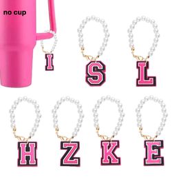 Cat Toys Pink Letter Pearl Chain With Charm Handle For Tumbler Cup Accessories Charms Shaped Personalised Drop Delivery Otksj