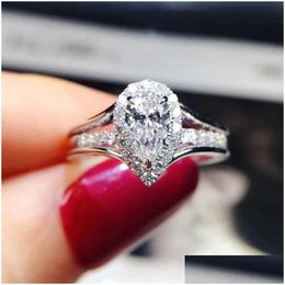 Rings Simple Water Drop Zircon Engagement Set For Women With Micro Pave Cute Pear Shaped Female Jewelry Gift 230505 Delivery Ring Dhc5Z