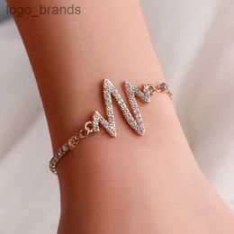 New Shiny Lightning Heartbeat Charm Bracelet Rhinestone Crystal Personalised Valentine Day Hand Jewellery Gifts for Women Girlfriend Bijoux Accessories Wholesale