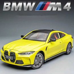 Diecast Model Cars 1 23 BMW M4 G82 Alloy Sports Car Model Diecast Metal Toy Car Vehicles Model Simulation Sound and Light Collection Childrens Gift Y240520ZNWQ