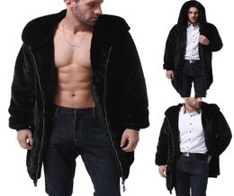 Winter male fur overcoat Mens Fur Coats With Hood Parka Oversized Men Overcoat Warm Faux Jacket Men Outwear Cardigan4459623