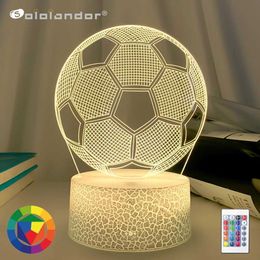 Lamps Shades 3d Illusion Child Night Light Football Ball Touch Sensor Remote Nightlight for Kids Bedroom Decoration Soccer Table Lamp Gift Y240520CSQ6