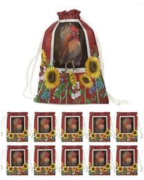 Christmas Decorations Farm Barn Chicken Sunflower Candy Bags Santa Gift Bag Home Party Navidad Xmas Linen Packing Supplies