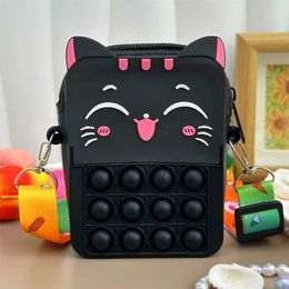 LED Toys Girls silicone cute cat messenger bag coin wallet childrens education toy bag S2452011