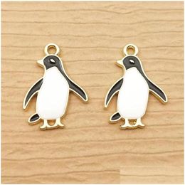 Charms 10Pcs Enamel Penguin Charm For Jewelry Making Cute Earring Animal Pendant Bracelet Necklace Accessories Diy Craft Supplies Dr Dhltg