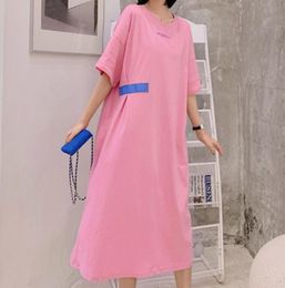 Casual Drs Plus Size Women Dress Black Pink Fashion Short Sleeve Tshirt 90s Loose Letter Midi Female Clothes Summer11680082111077